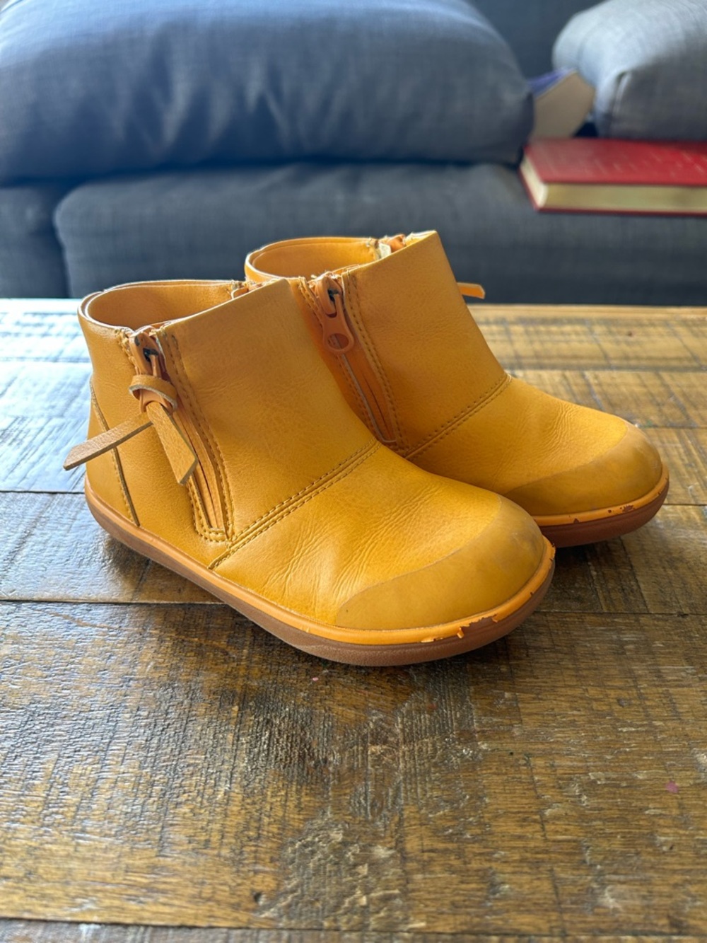 Livie & Luca | Mustard Yellow Zip-Front Ankle Boots 10T